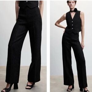 Jason Wu Black Tweed Sparkle Wide-Leg Trousers